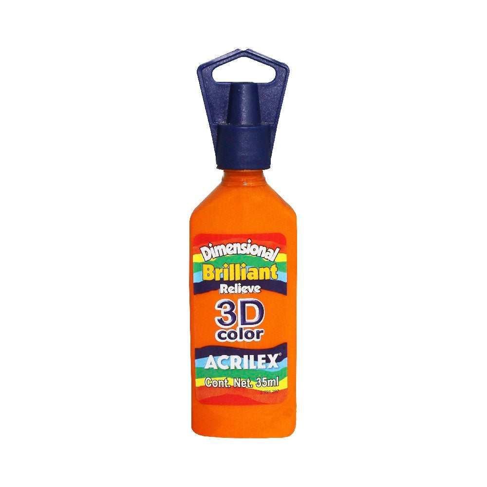 Pintura Acrilex para Tela Brillante Relieve Naranja 35ml