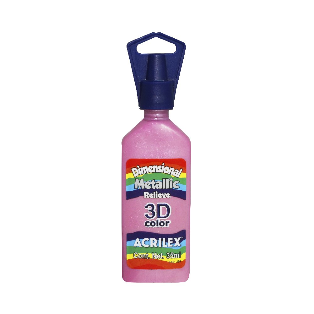 Pintura Acrilex para Tela Metálica Relieve Rosa 35ml